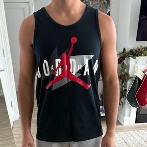 Jordan Black Tank Top with Red Logo